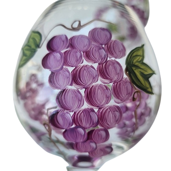 Cottagecore Handpainted Purple Grape Cluster Coquette Set Of Four Wine Goblets - Picture 3 of 4
